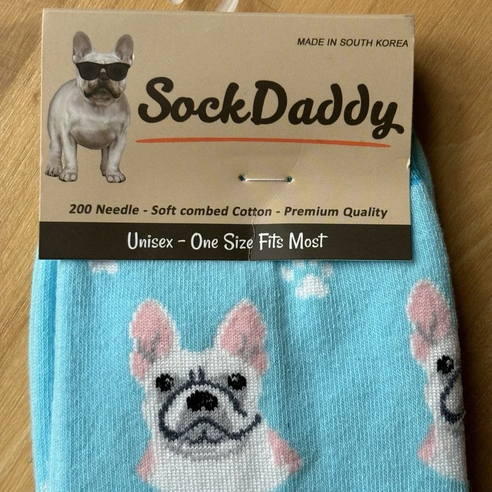 French Bulldog Fun Socks Unisex Novelty Soft Cotton Funny Gifts Blue Dog‎ Paws